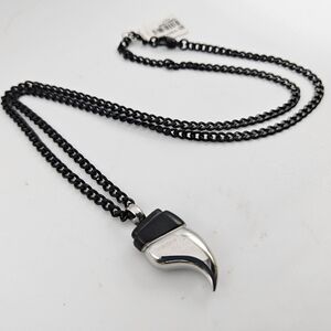 ITALGEM Men's Black Stainless Steel Shark Tooth Necklace 24"